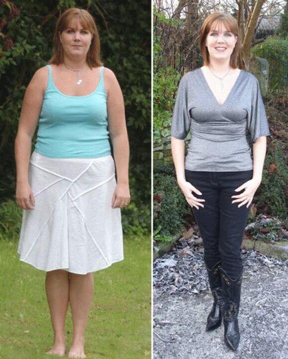 Kobieta przed i po odchudzaniu na diecie kefirowej